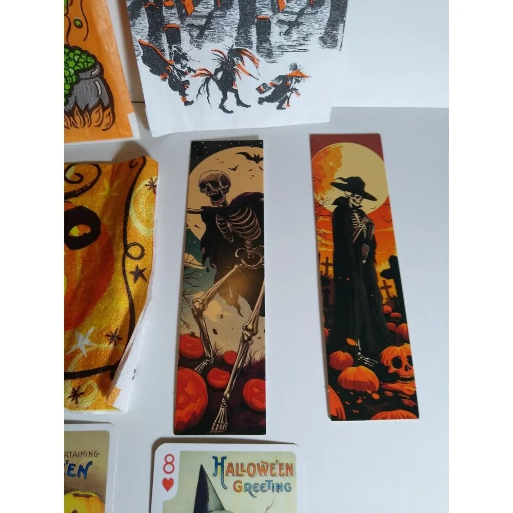 Halloween Napkin Playing Cards Bookmarks Goodie Treat Bags Spooky Grim Reaper